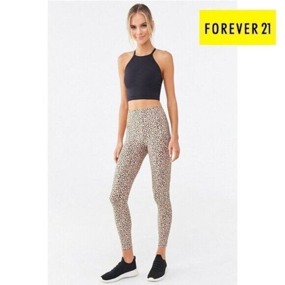 FOREVER 21 Women's High Waisted‎ Yoga Leggings Active Cheetah Print - Picture 2 of 10